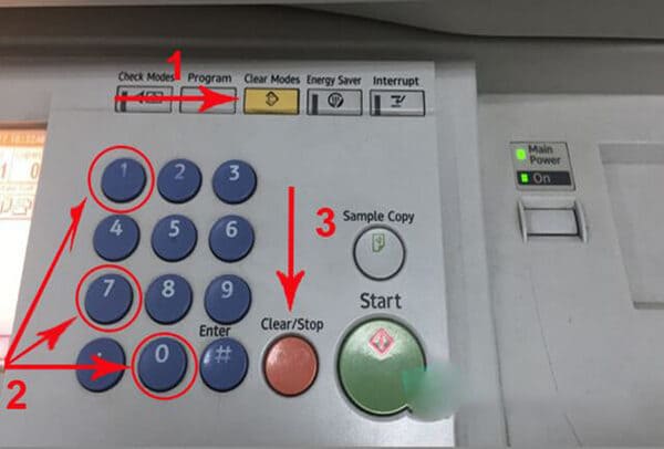 Xóa lỗi bằng mã code trên máy ricoh