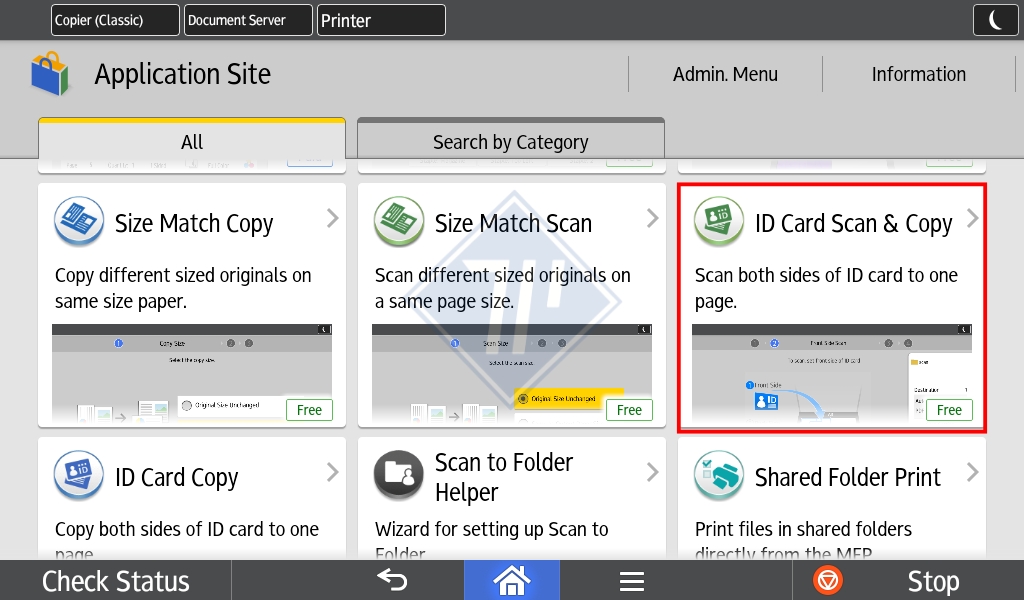 Chọn chức năng “ID Card Copy”