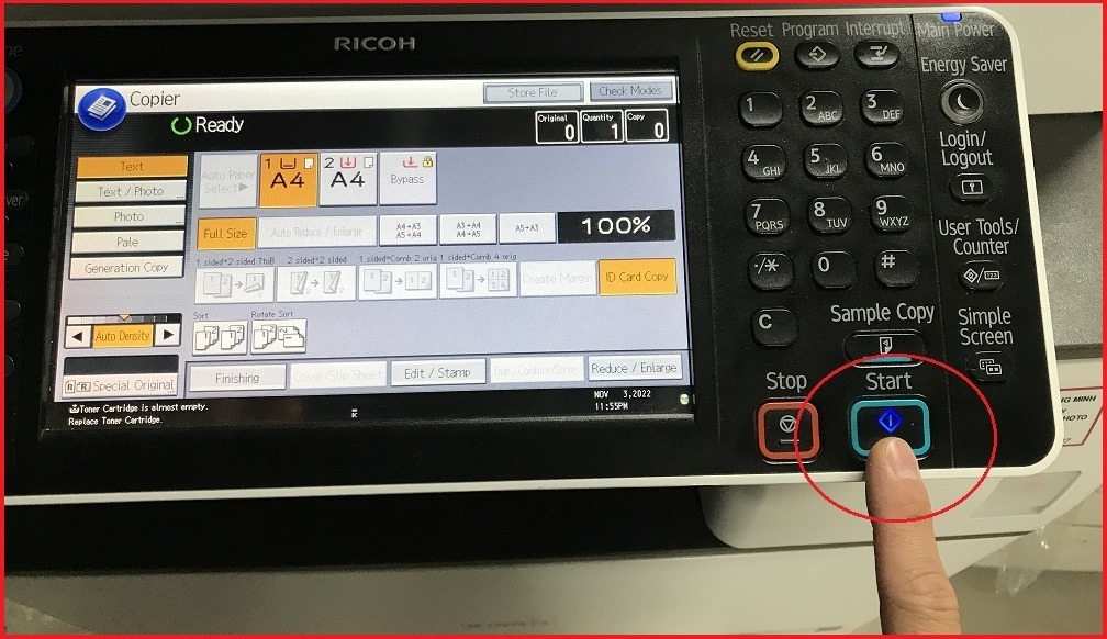Nhấn Start để máy tiến hành quét mặt trước CCCD